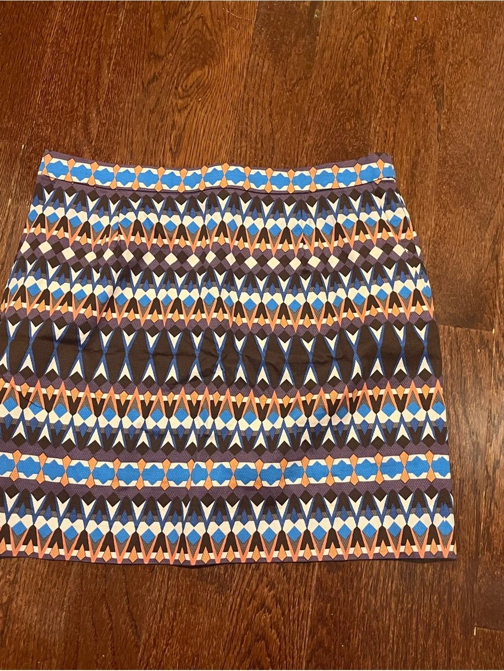 J. Crew Geometric Pattern Mini Skirt in Blue and Orange